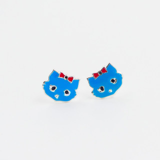 Boucles d'oreilles chat bleu petite fille