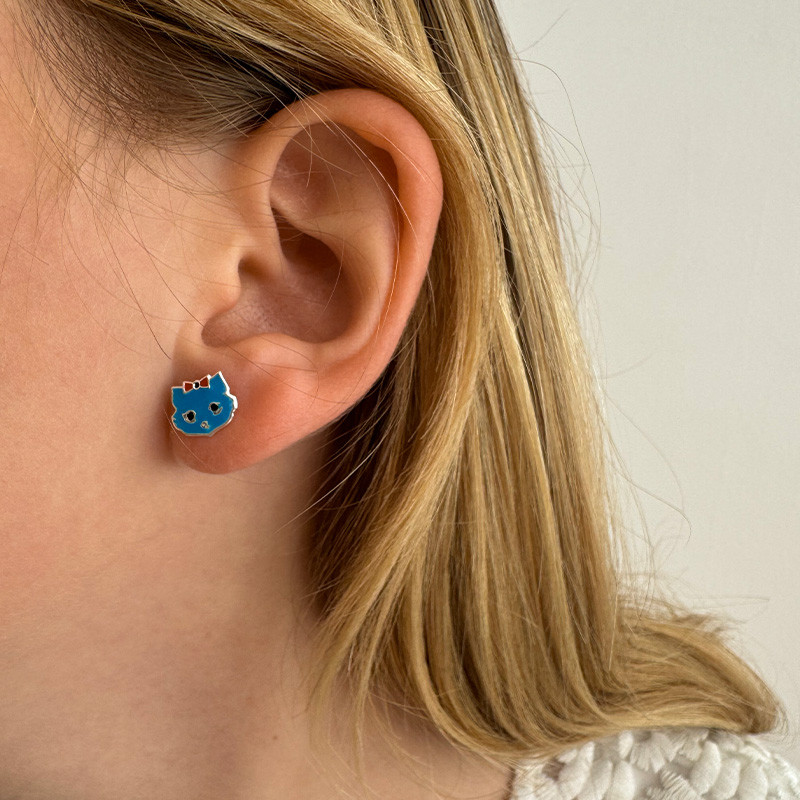 Clous Argent Enfant tête de chat