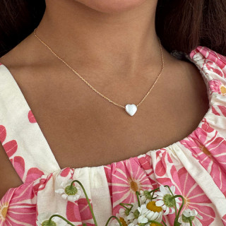 Collier Enfant Plaqué or coeur nacre