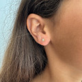 Clous enfant plaqué or fleur strass