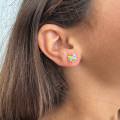 Clous Argent Enfant fleur multicolore strass