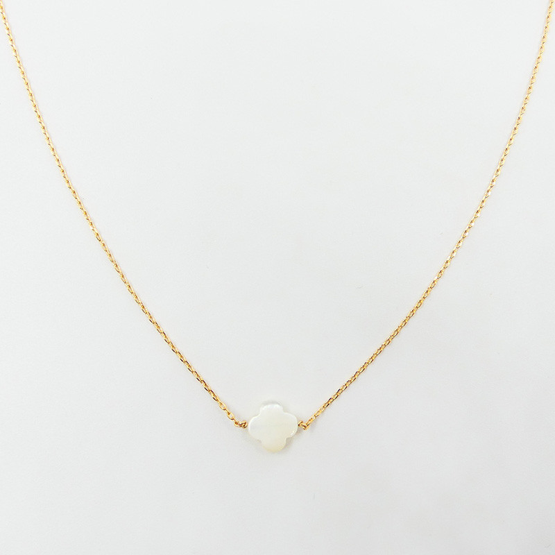 Collier Enfant Plaqué or trèfle nacre