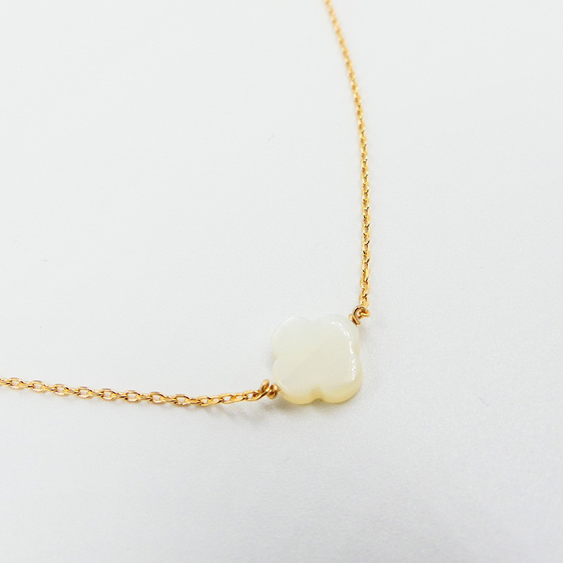 Collier Enfant Plaqué or trèfle nacre