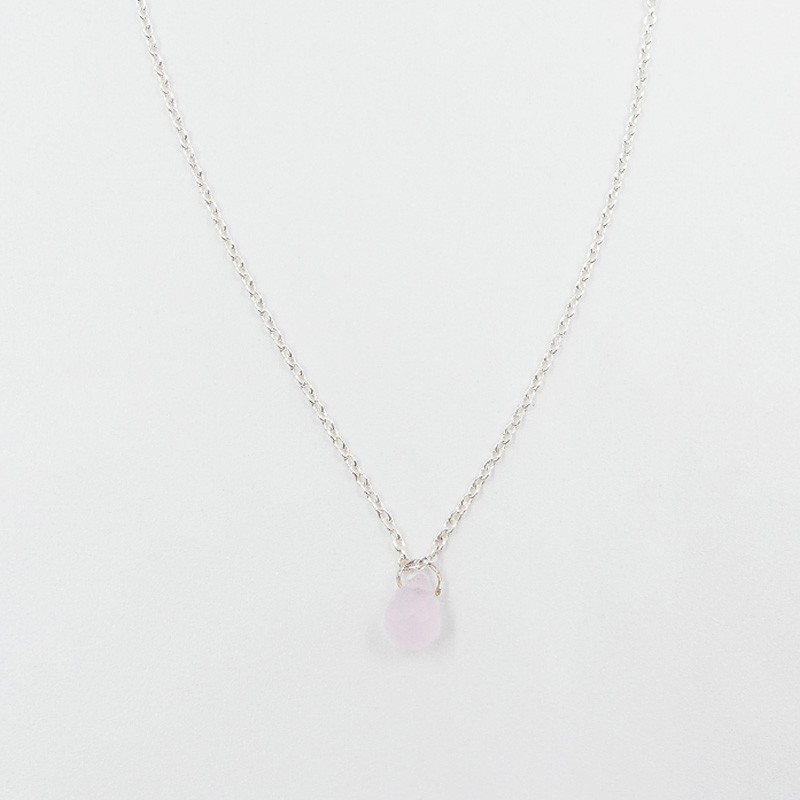 Collier argent Enfant Goutte Quartz Rose