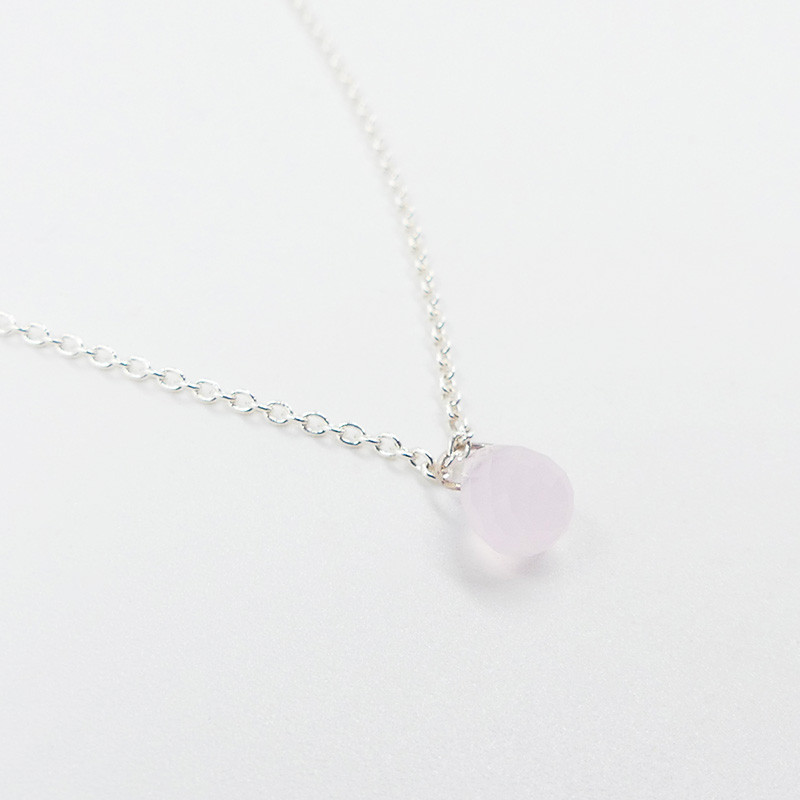 Collier argent Enfant Goutte Quartz Rose