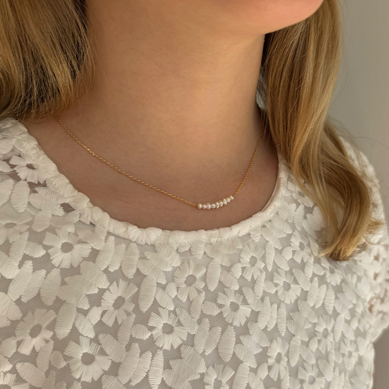 Collier enfant Plaqué Or barrette de perles