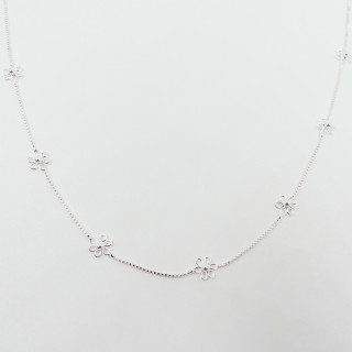 Collier Argent fleurs ajourées