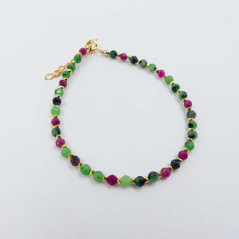 Bracelet fin Plaqué or Rubis Zoisite