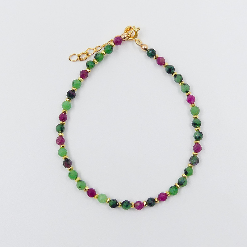 Bracelet fin Plaqué or Rubis Zoisite