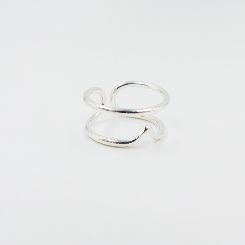 Bague Argent chevron double anneaux