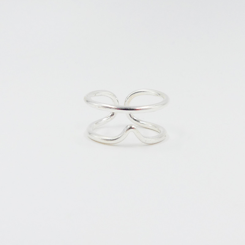 Bague Argent chevron double anneaux