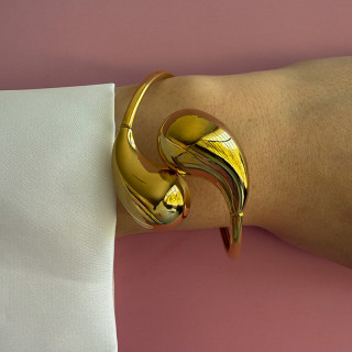 Jonc doré acier grosses demi-gouttes