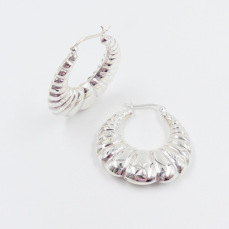 Créoles Argent croissant bombé