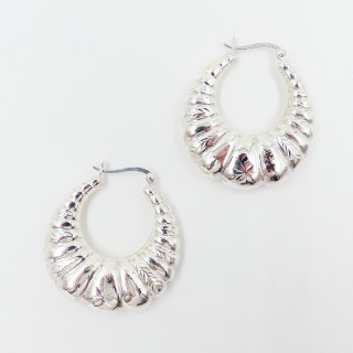 Créoles Argent croissant bombé