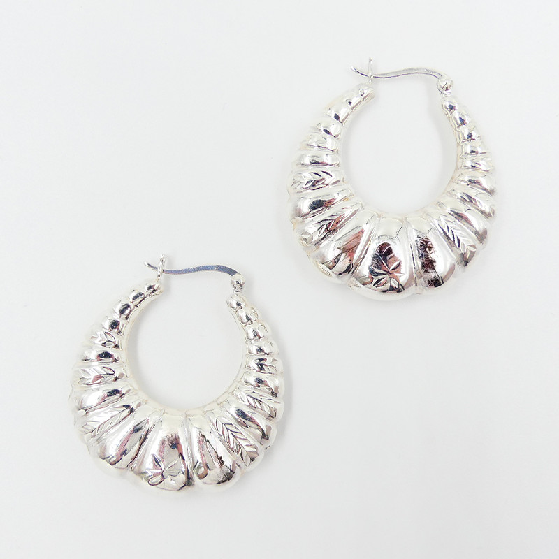 Créoles Argent croissant bombé