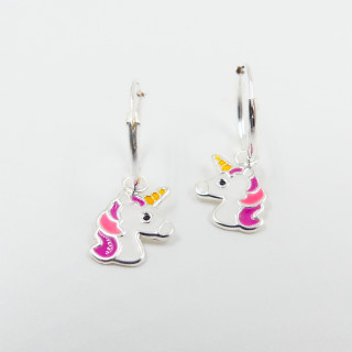 Mini Créoles argent enfant licorne