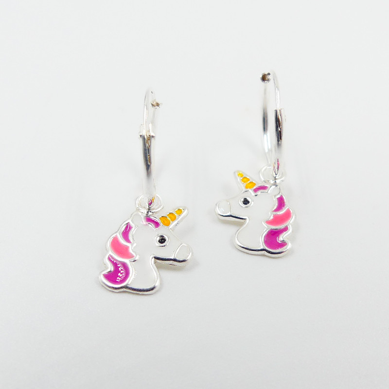 Mini Créoles argent enfant licorne