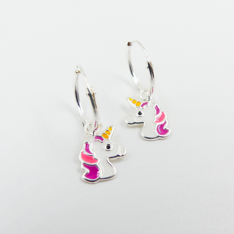 Mini Créoles argent enfant licorne