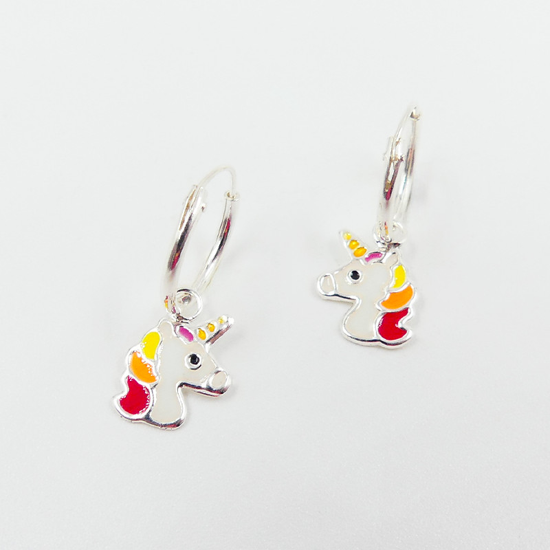 Mini Créoles argent enfant licorne