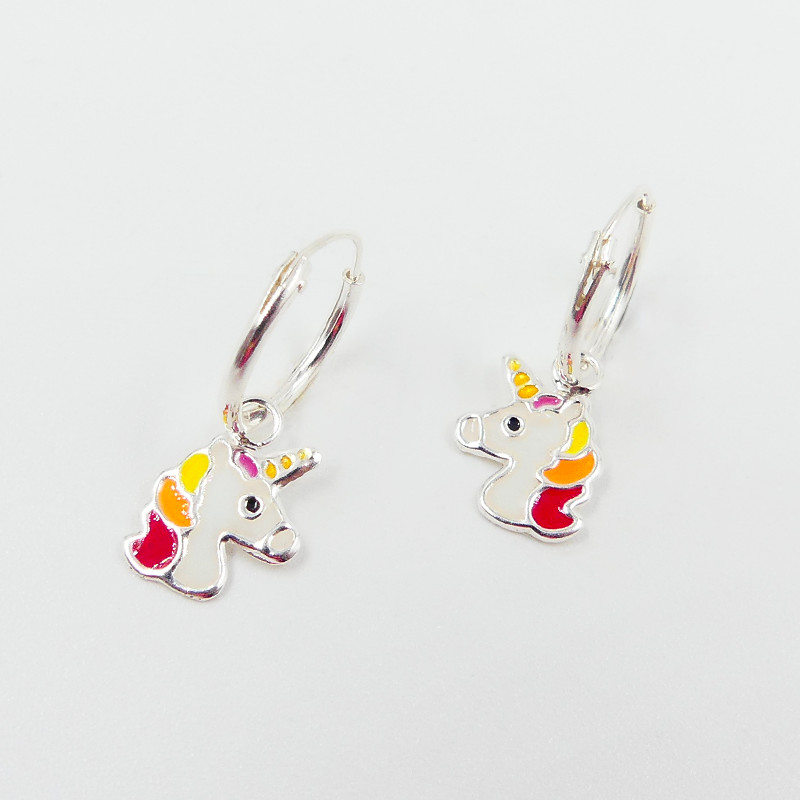 Mini Créoles argent enfant licorne