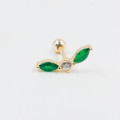 Piercing doré pétales vertes et strass