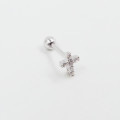 Piercing argent croix strass