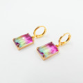 Boucles d'oreilles Doré cristal rectangle