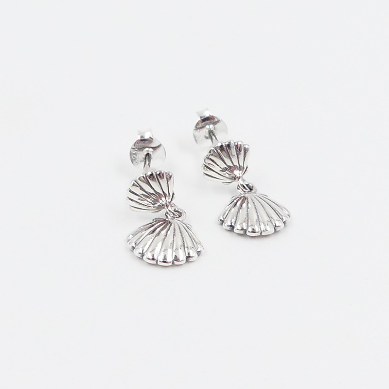 Clous d'oreilles pendantes Argent coquillage