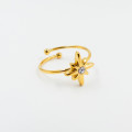 Bague ajustable acier doré étoile et strass