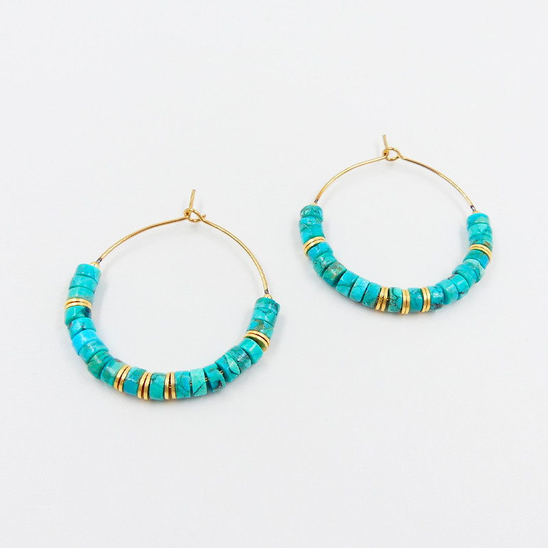 Créoles Dorées Turquoise