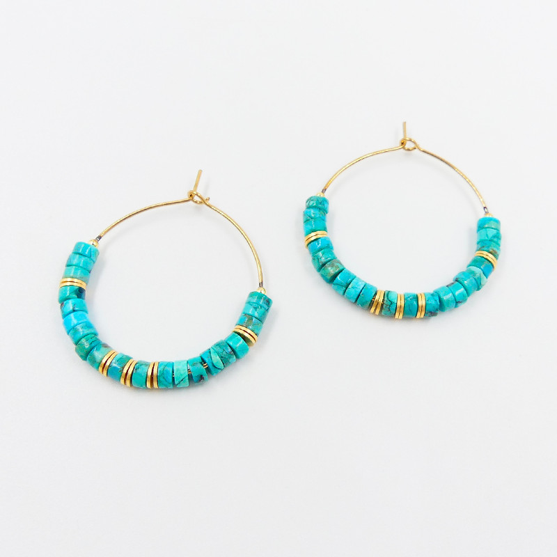 Créoles Dorées Turquoise