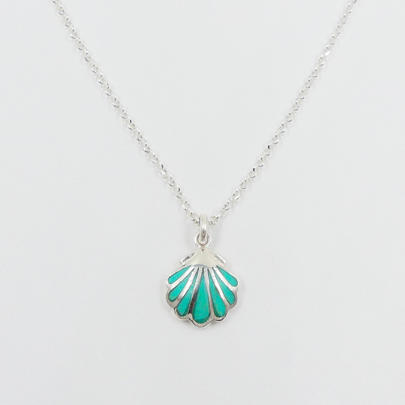 Collier Argent coquillage turquoise