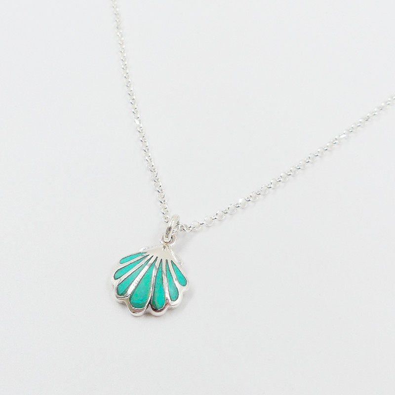 Collier Argent coquillage turquoise