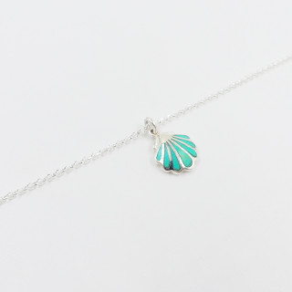 Collier Argent coquillage turquoise