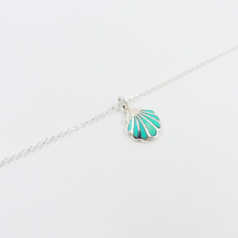 Collier Argent coquillage turquoise