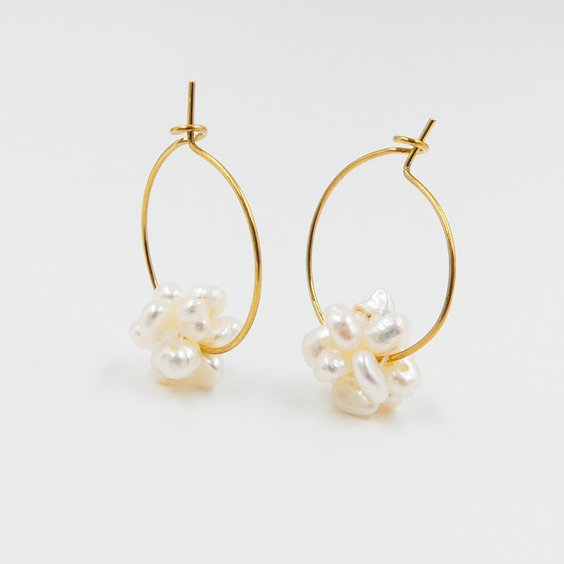 Créoles dorées perlées