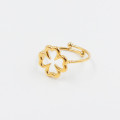 Bague ajustable acier doré trèfle ajouré