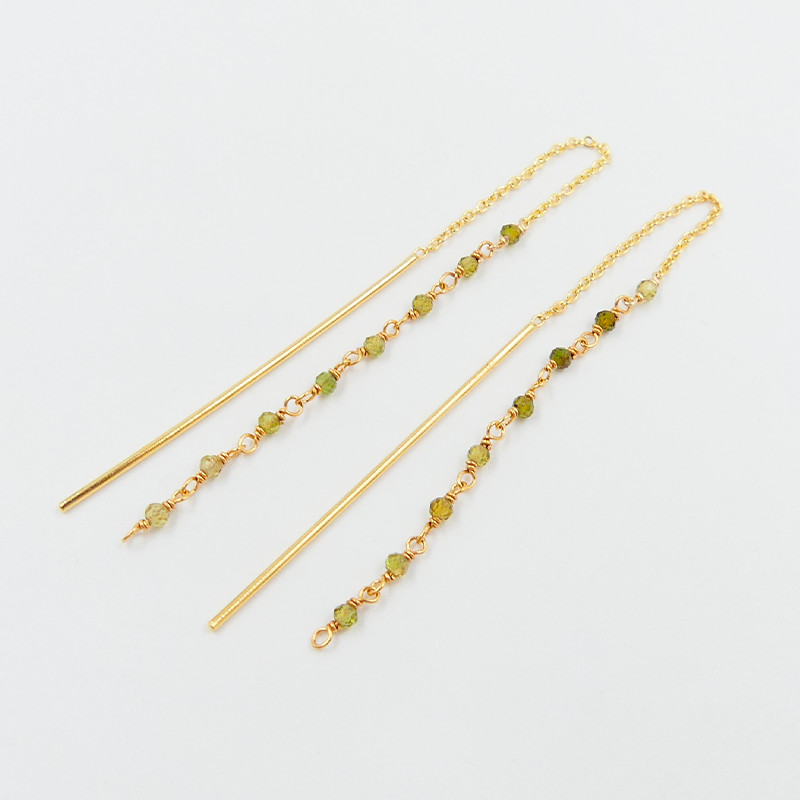 Boucles d'oreilles dorées pendantes pierres