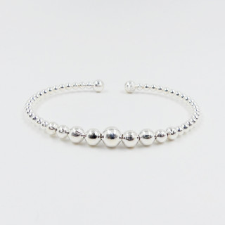 Jonc argent ajustable perles