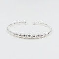 Jonc argent ajustable perles