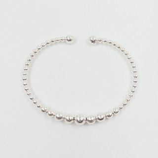 Jonc argent ajustable perles