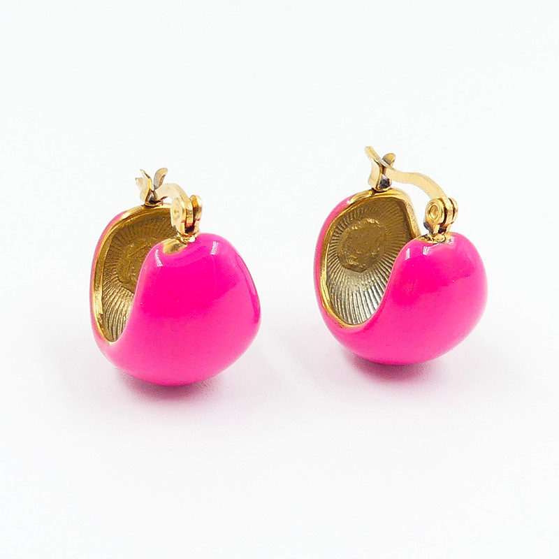 Boucles d’oreilles acier panier rose