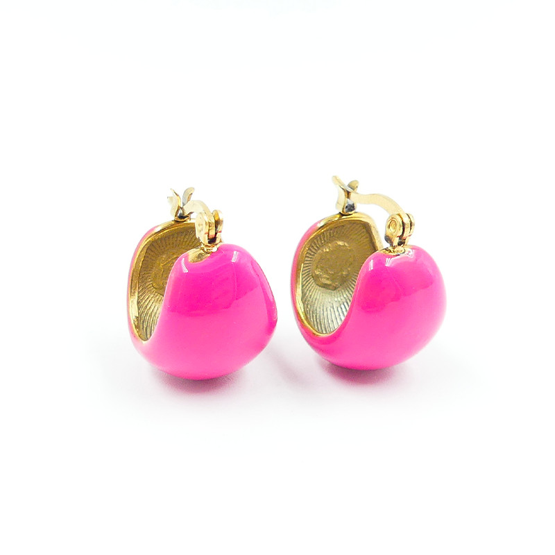 Boucles d’oreilles acier panier rose