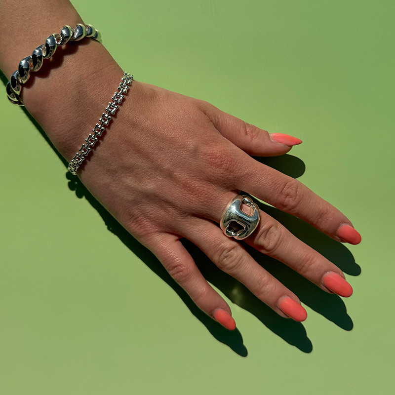 Bague Argent graine de café