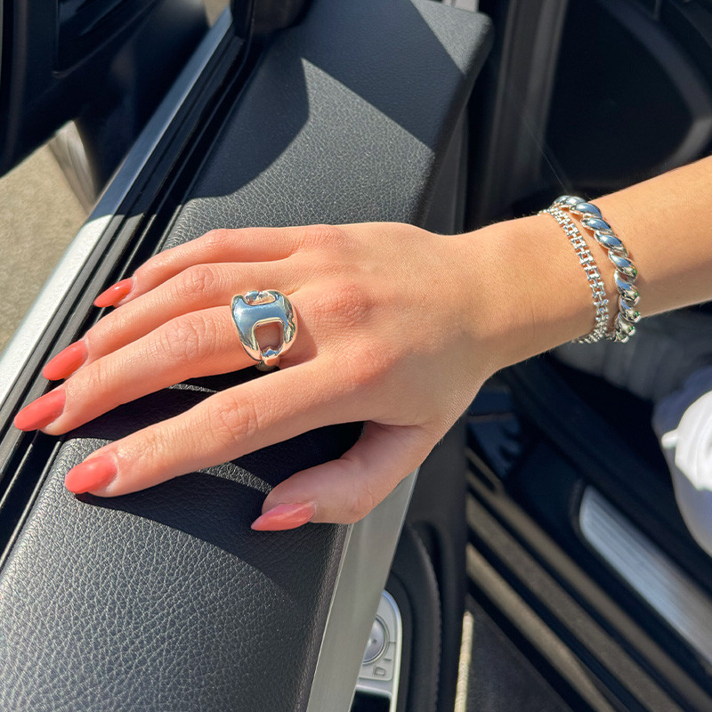 Bague Argent graine de café