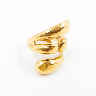 Bague large acier doré entrelacée