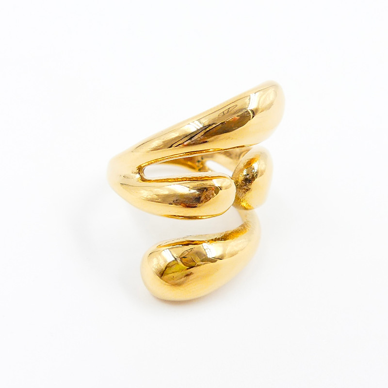 Bague large acier doré entrelacée