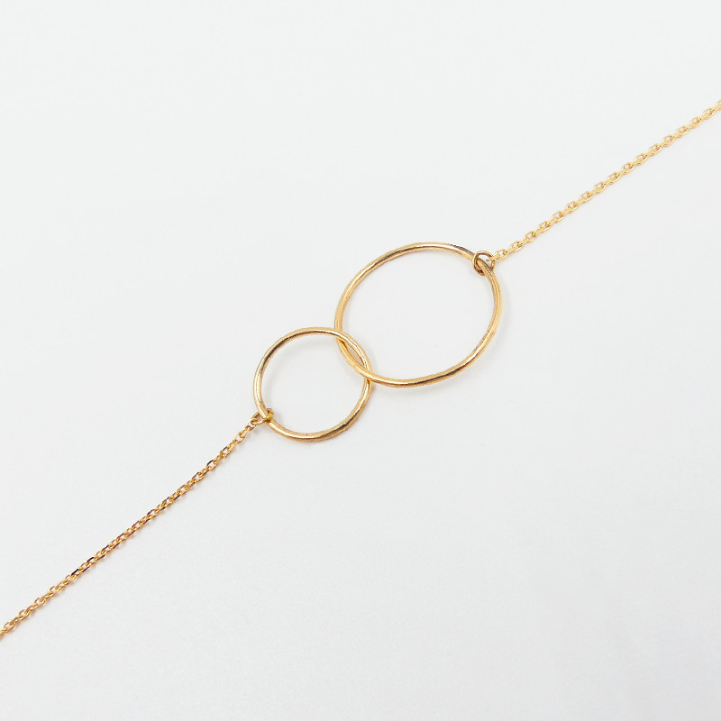 Bracelet or 18 carats double cercle
