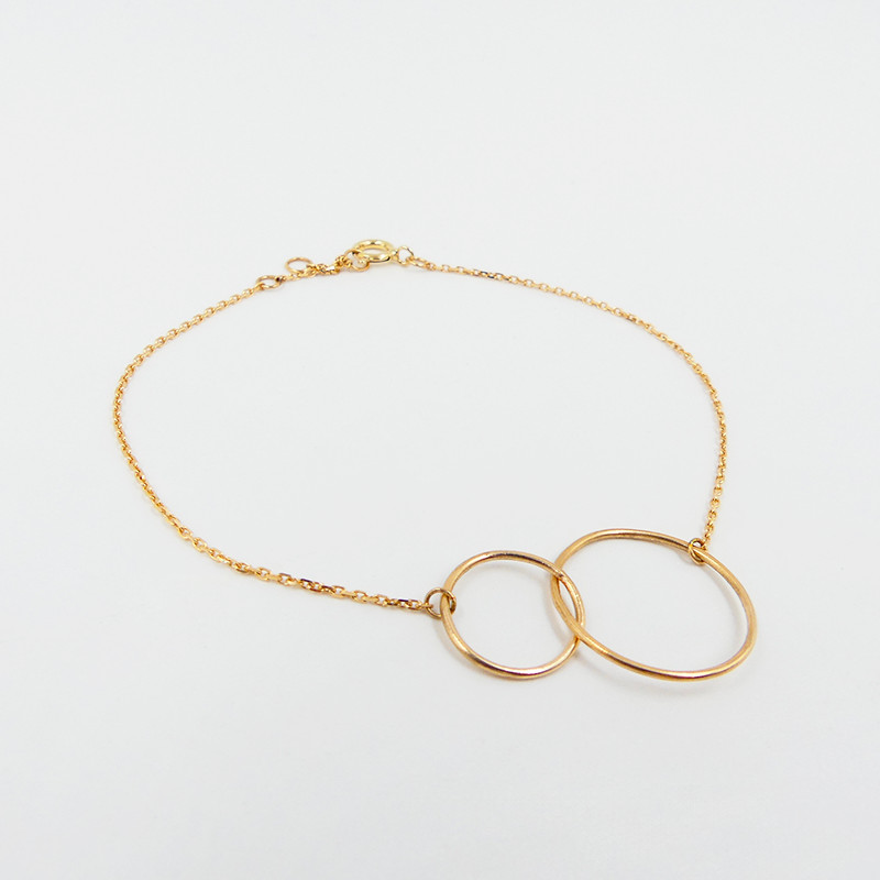 Bracelet or 18 carats double cercle