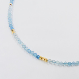 Collier Plaqué or pierres Aqua marine